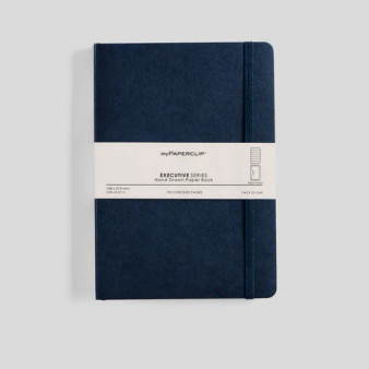 MyPaperclip Executive Series Notebook Soft Cover A5 6x8" Grid Blue