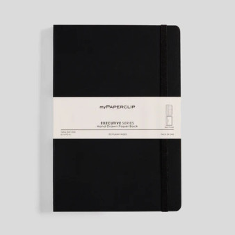 MyPaperclip Executive Series Notebook Soft Cover Large 6.5x9.5" Grid Black