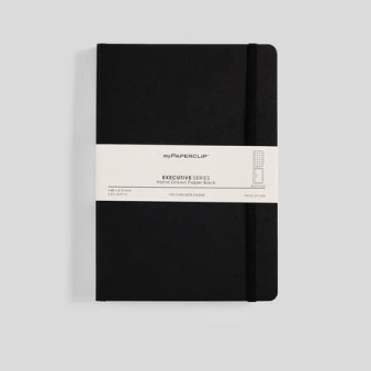 MyPaperclip Executive Series Notebook Soft Cover A5 6x8" Grid Black