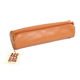 Clairefontaine Genuine Leather Round Pencil Case Tan
