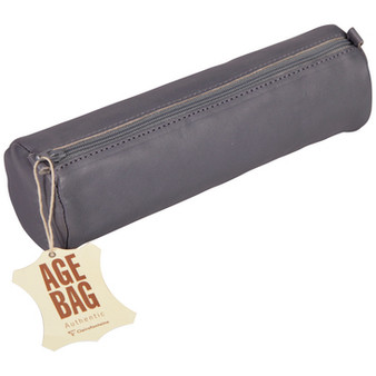 Clairefontaine Genuine Leather Round Pencil Case Grey
