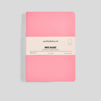 MyPaperclip Neo Basic Sewn Notebook 6x8 A5 Plain Pink