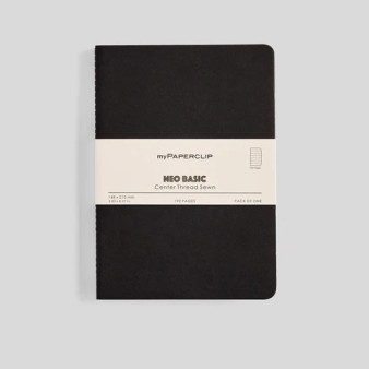 MyPaperclip Neo Basic Sewn Notebook 6x8 A5 Ruled Black