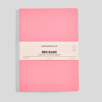 MyPaperclip Neo Basic Sewn Notebook 7x10 B5 Ruled Pink