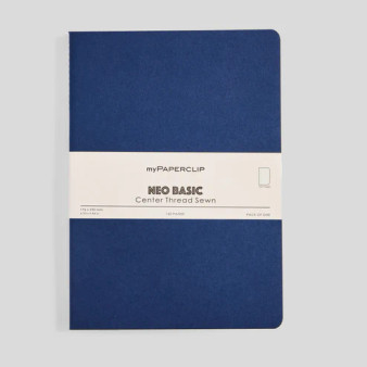 MyPaperclip Neo Basic Sewn Notebook 7x10 B5 Plain Blue
