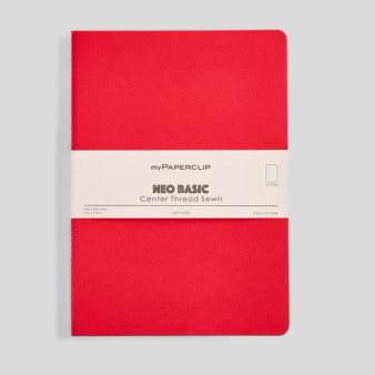 MyPaperclip Neo Basic Sewn Notebook 7x10 B5 Plain Red