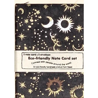 Giftsland Stationery A2 Handmade Note Cards Set of 5 Sun Moon Star