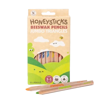 Honeysticks Magic 3-in-1 Beeswax Pencils Jumbo Triangles 10pk