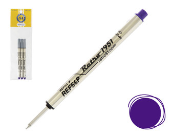 Retro 1951 Tornado Purple Capless Rollerball Refill 3pk