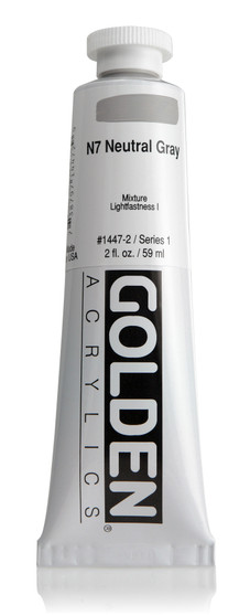 Golden Artist Colors Heavy Body Acrylic: 2oz Neutral Gray N7