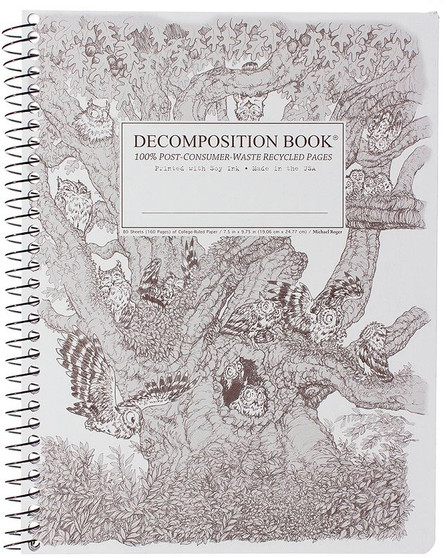 Michael Roger Press Decomposition Notebook Coilbound Ruled Screech Owls