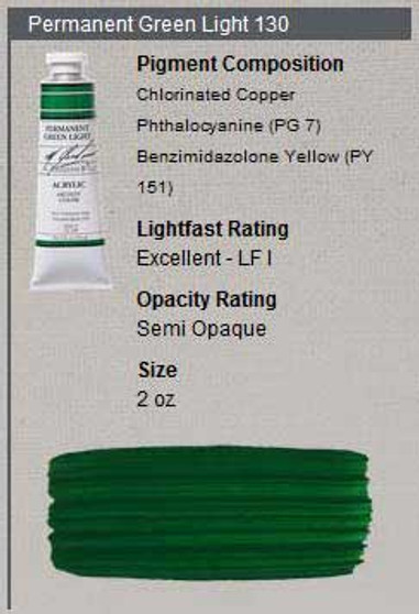 M. Graham Acrylic Series 3: 2oz Permanent Green Light