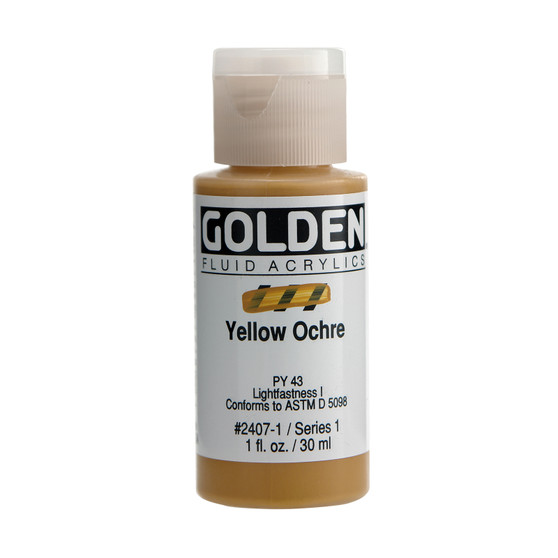 Golden Artist Colors Fluid Acrylic: 1oz Yellow Ochre