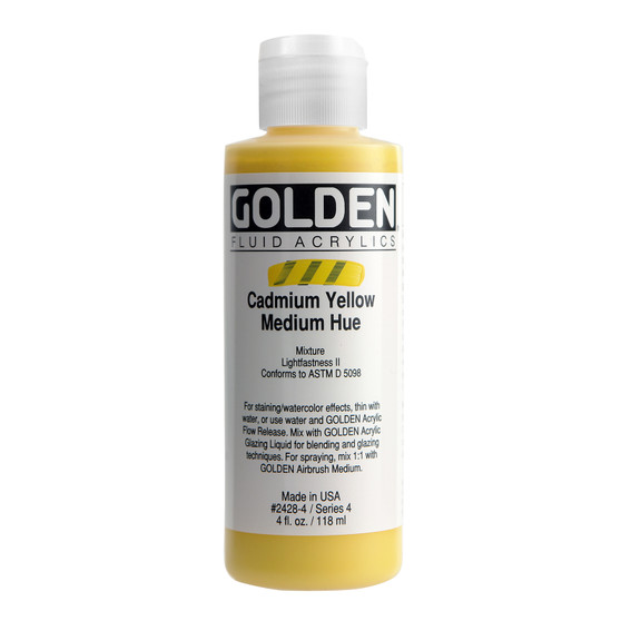 Golden Artist Colors Fluid Acrylic: 4oz Cadmium Yellow Medium Hue
