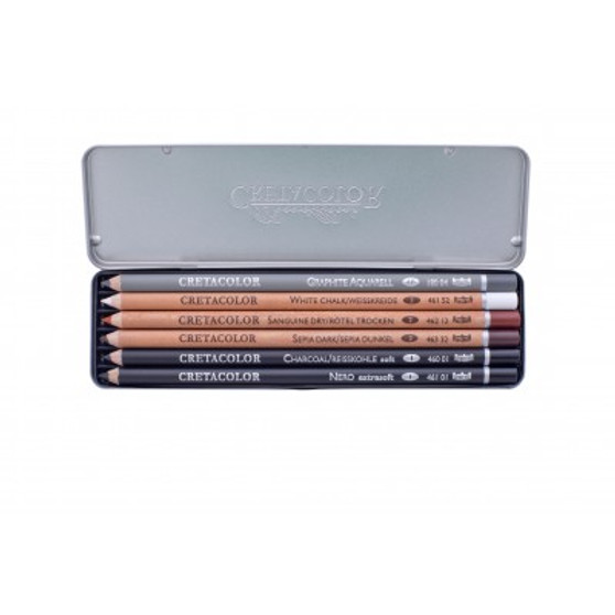 Cretacolor 6 Basic Drawing Pencil Pocket Tin