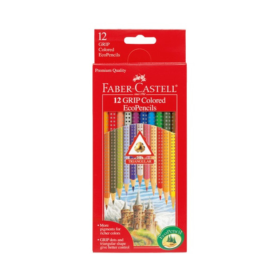 Faber-Castell Red Label 12 Color Grip Colored EcoPencils