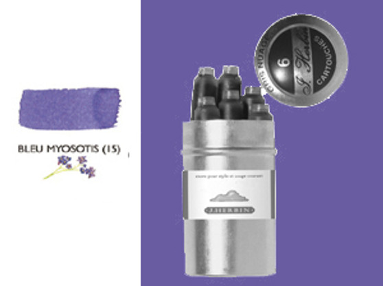 J. Herbin Fountain Pen Ink Cartridges 6pk Bleu Myosotis