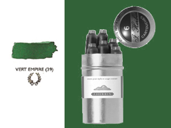 J. Herbin Fountain Pen Ink Cartridges 6pk Vert Empire