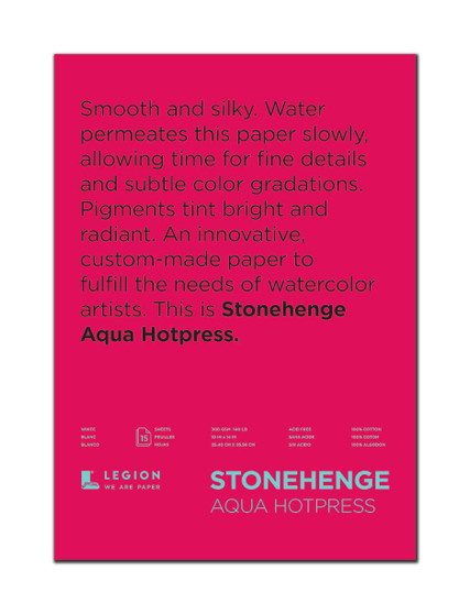 Stonehenge Aqua 140lb Watercolor Paper Hot Press Block 10x14