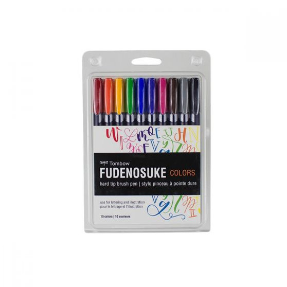 Tombow Fudenosuke Brush Pen Set of 10 Colors