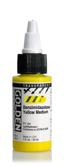 Golden Acrylic High Flow 1oz Transparent Benzimidazolone Yellow Medium