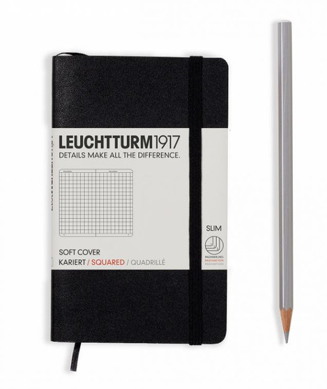 Leuchtturm 1917 Soft Cover Notebook Pocket Grid Black