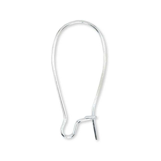 Beadalon Ear Wire Kidney 25mm Silver-Plated 20/Pkg