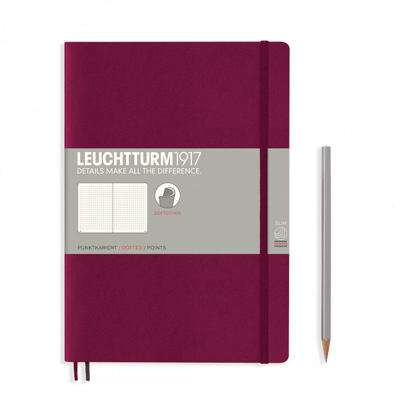 Leuchtturm 1917 Soft Cover Notebook Composition (7x10") Dotted Port Red