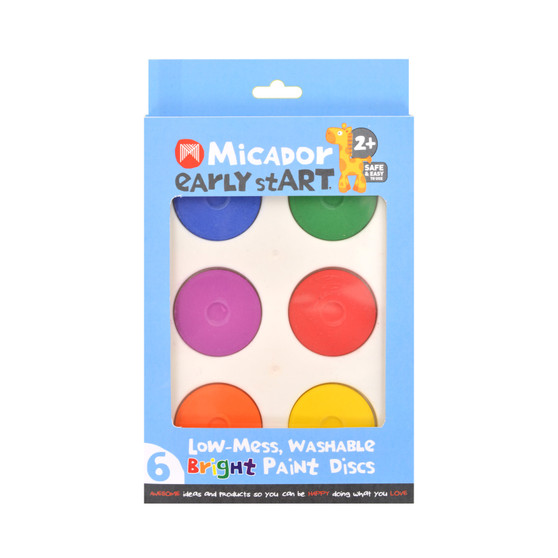 Micador early stART Low-Mess Washable 6-Color Paint Disc Set Bright