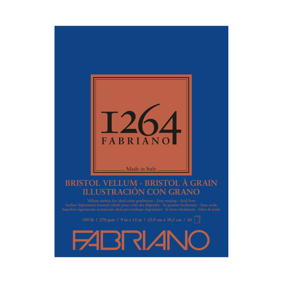 Fabriano 1264 Bristol Vellum Pad 9X12 20 Sheets