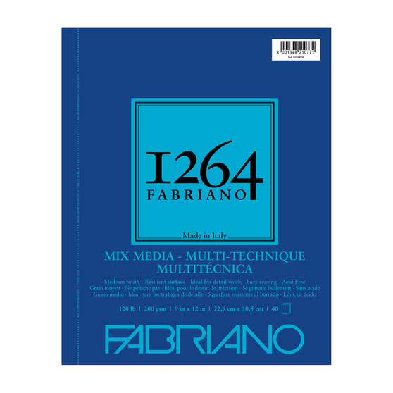 Fabriano 1264 Mixed Media Wirebound 120lb 9X12 40 Sheets