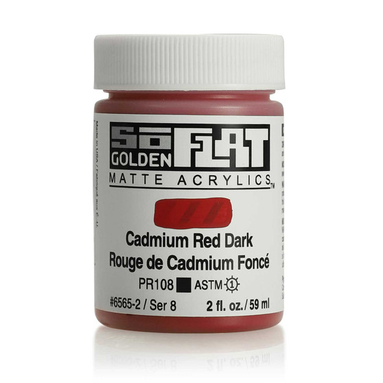 Golden SoFlat Matte Acrylic Paint 2oz Cadmium Red Dark