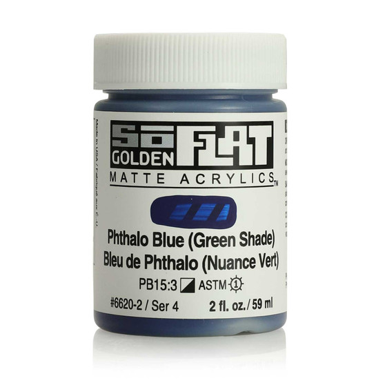 Golden SoFlat Matte Acrylic Paint 2oz Phthalo Blue (Green Shade)