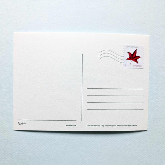 Watercolor Postcard Single Card w/ Postage Stamp