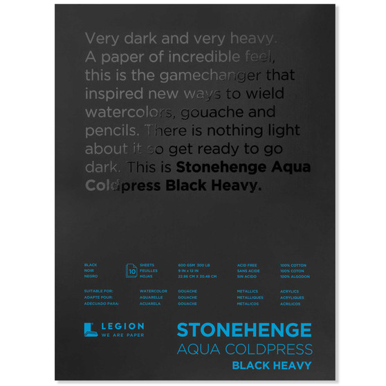 Stonehenge Aqua Black Watercolor Pad 300lb Cold Press 9X12