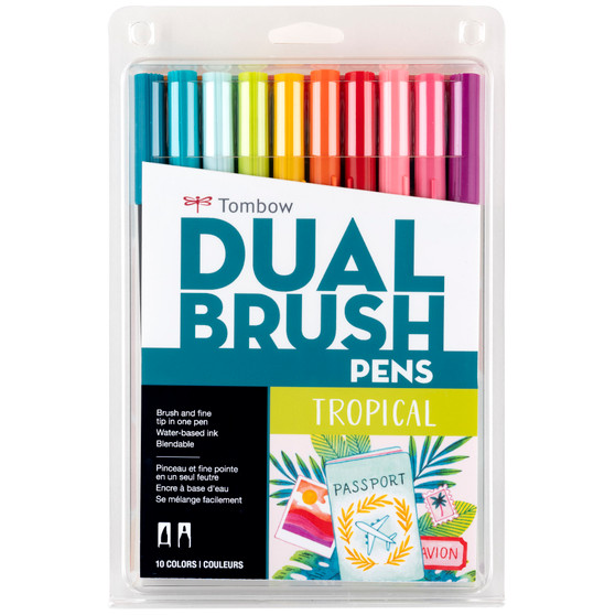 Tombow Dual Brush Marker Set of 10 Tropical