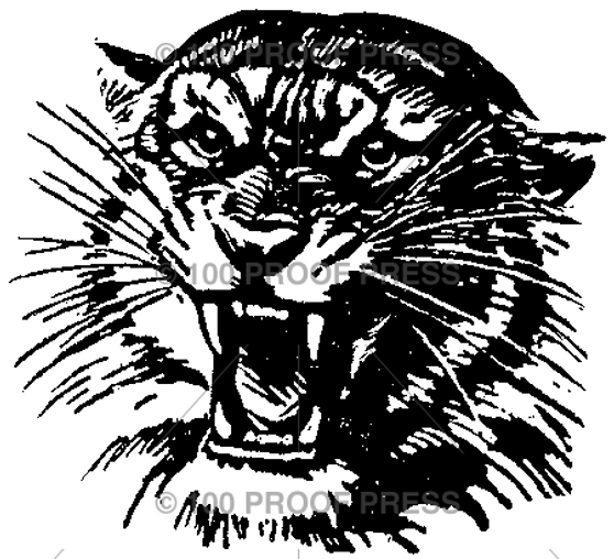 100 Proof Press Rubber Stamp Tiger Head