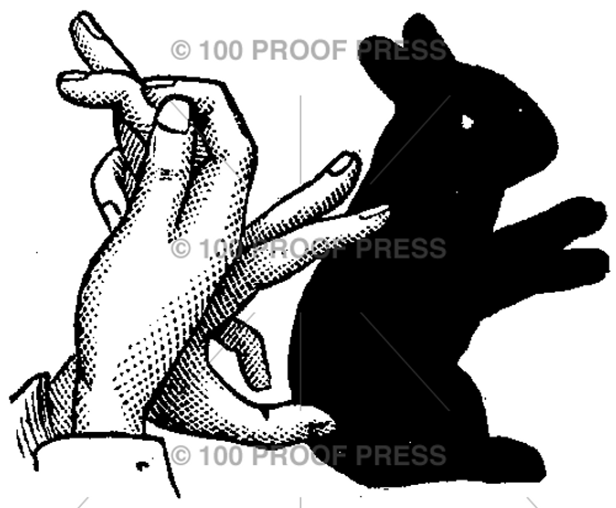 100 Proof Press Rubber Stamp Shadow Bunny Hands