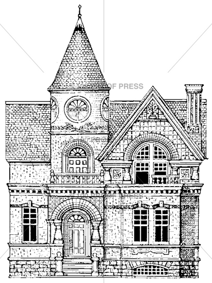 100 Proof Press Rubber Stamp Big Victorian House