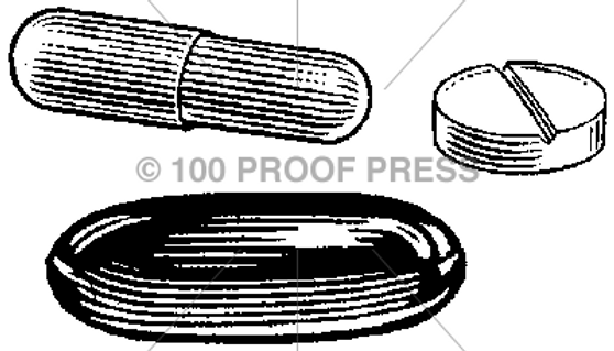 100 Proof Press Rubber Stamp Pills