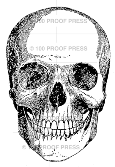 100 Proof Press Rubber Stamp Large Skull