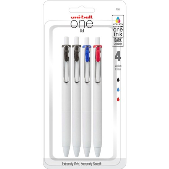 Uni-Ball UNI-BALL ONE Gel .7  Pen 4 Pack Assorted