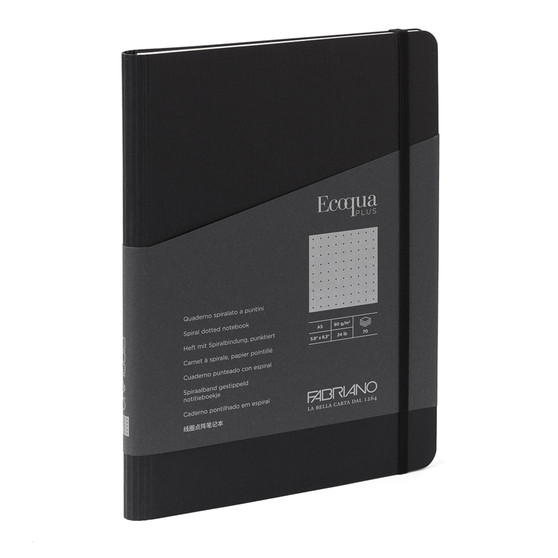 Fabriano Ecoqua Plus Hidden Spiral-Bound Notebook A5 Dot Black