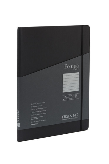 Fabriano Ecoqua Plus Hidden Spiral-Bound Notebook A4 Ruled Black
