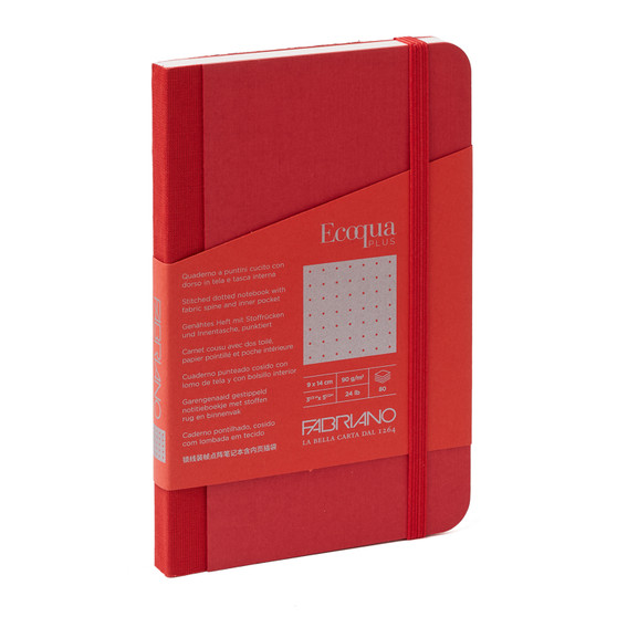 Fabriano Ecoqua Plus Fabric-Bound Notebook 3.5X5.5 Dot Red