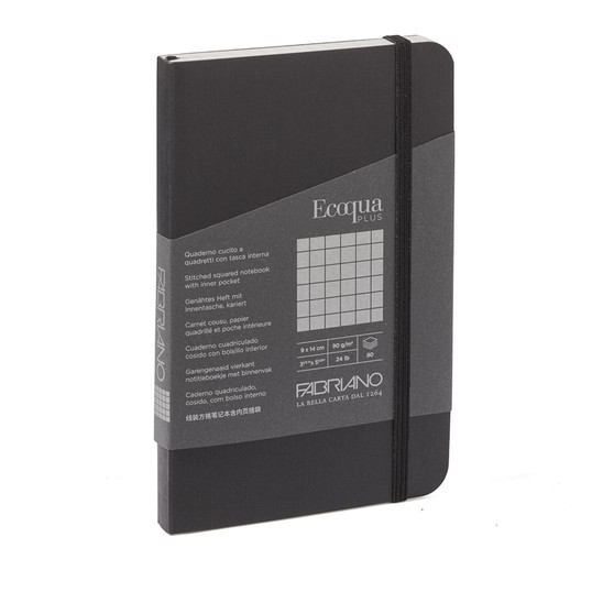 Fabriano Ecoqua Plus Stitch-Bound Notebook 3.5x5.5 Grid Black