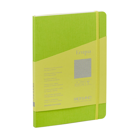 Fabriano Ecoqua Plus Stitch-Bound Notebooks 5.8x8.3" A5 Dotted Lime