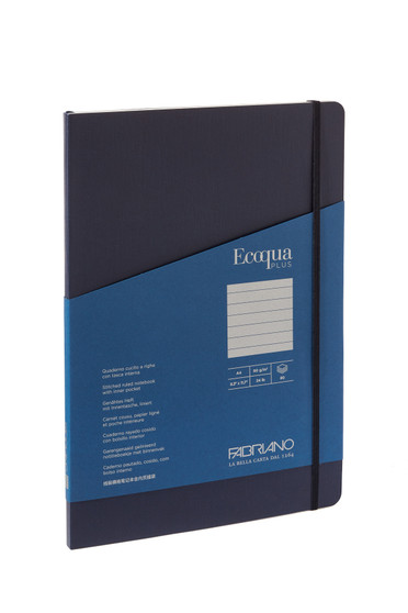 Fabriano Ecoqua Plus Stitch-Bound Notebooks 8.3x11.7" A4 Lined Navy