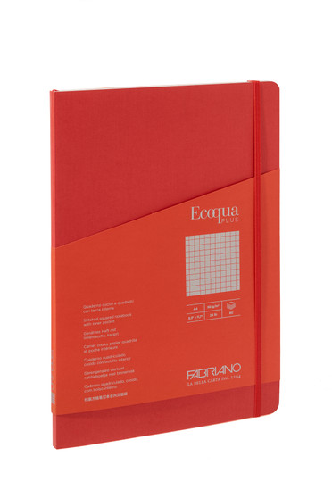 Fabriano Ecoqua Plus Stitch-Bound Notebooks 8.3x11.7" A4 Graph Red