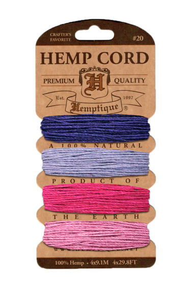 Hemptique #20 Hemp Cord Card Set Berry Bar